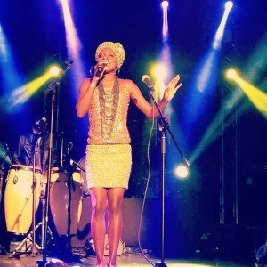 Hope Masike performing at Cynthia Mare's album launch